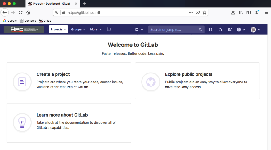 GitLab welcome page