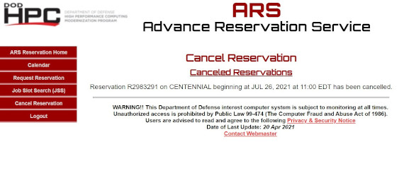 ARS Reservation Cancellation Success Screen